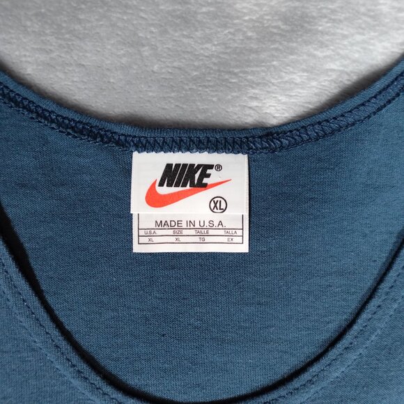 Vintage Nike Swoosh Tank Top T Shirt Mens XL Dark Teal Blue Made In USA 90s - Picture 3 of 7